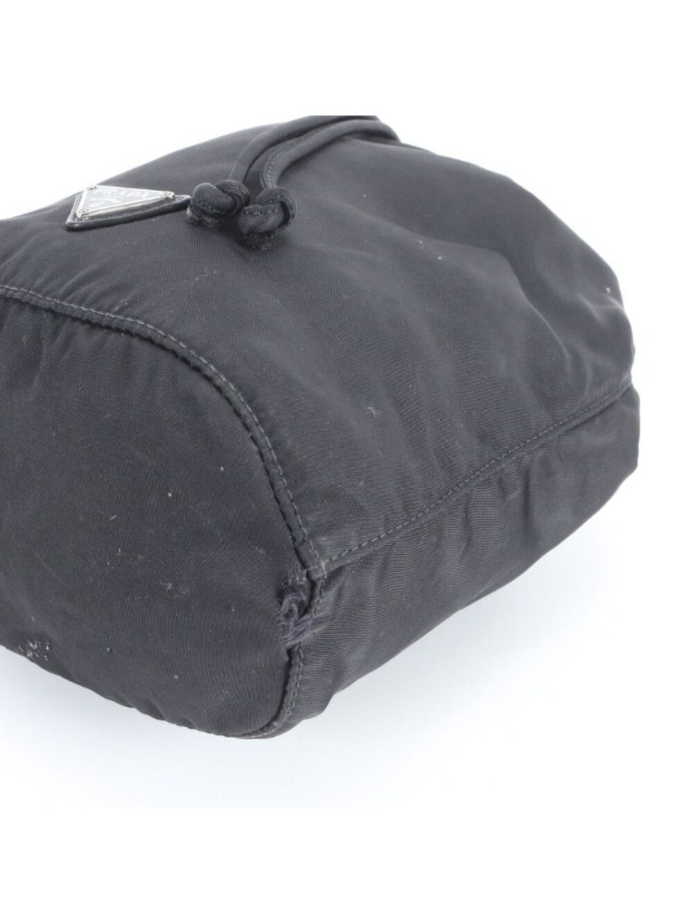Prada Tessuto Nylon Triangle Logo Leather Pouch Hand Black Ewe - Picture 3 of 8